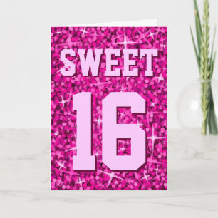Glitz Pink 'Sweet 16' 'Happy Birthday' kaart