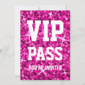 Glitz Pink 'VIP PASS'-uitnodiging Kaart (Voorkant)