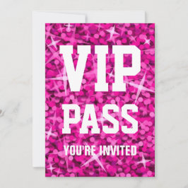 Glitz Pink 'VIP PASS'-uitnodiging Kaart