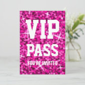 Glitz Pink 'VIP PASS'-uitnodiging Kaart (Staand voorkant)