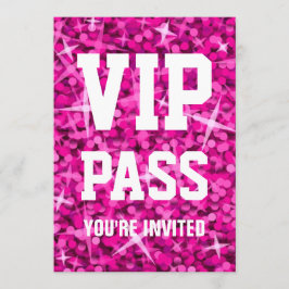 Glitz Pink 'VIP PASS'-uitnodiging Kaart