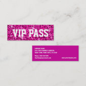 Glitz Pink 'VIP PASS' visitekaartje skinny Klantenkaartje (Voorkant / Achterkant)