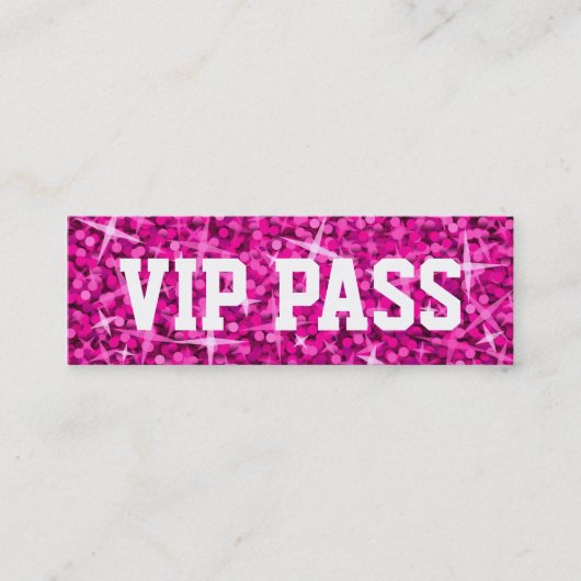Glitz Pink 'VIP PASS' visitekaartje skinny Klantenkaartje (Voorkant)