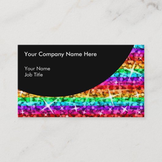 Glitz Rainbow Stripe Black Curve visitekaartje (Voorkant)