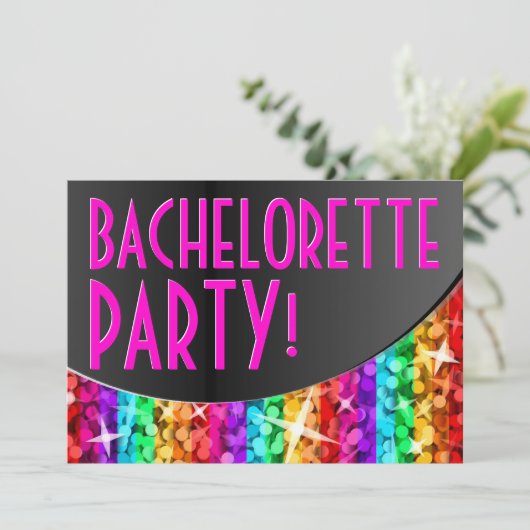 Glitz Rainbow Stripe curve 'Bachelorette Party' Kaart (Staand voorkant)