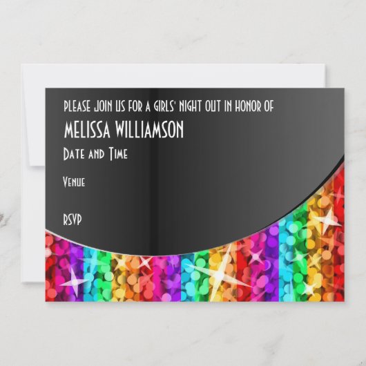 Glitz Rainbow Stripe curve 'Bachelorette Party' Kaart (Achterkant)