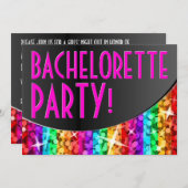 Glitz Rainbow Stripe curve 'Bachelorette Party' Kaart (Voorkant / Achterkant)