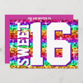 Glitz Rainbow Stripe 'Sweet 16' horizontaal Kaart (Voorkant / Achterkant)