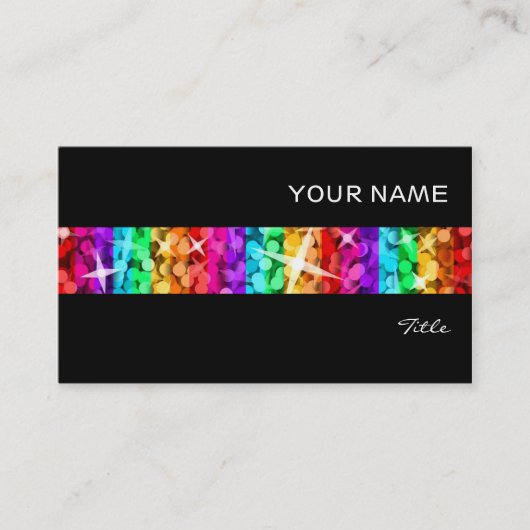 Glitz Rainbow Stripe visitekaartje zwart (Voorkant)