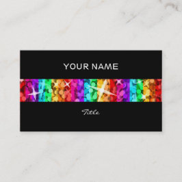 Glitz Rainbow Stripe visitekaartje zwart terug