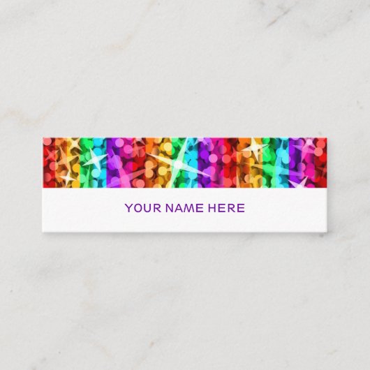 Glitz Rainbow Stripe White backskinny Mini Visitekaartje (Voorkant)