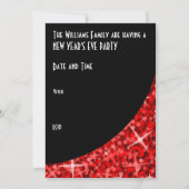 Glitz Red black curve 'Happy New Year'-uitnodiging Kaart (Achterkant)