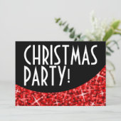 Glitz Red black curve 'Kerstfeest'-uitnodiging Kaart (Staand voorkant)