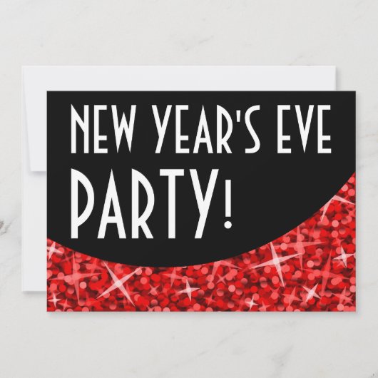 Glitz Red black curve 'New Year's Eve Party' Kaart (Voorkant)