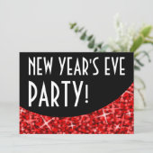 Glitz Red black curve 'New Year's Eve Party' Kaart (Staand voorkant)