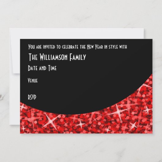 Glitz Red black curve 'New Year's Eve Party' Kaart (Achterkant)