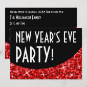 Glitz Red black curve 'New Year's Eve Party' Kaart (Voorkant / Achterkant)