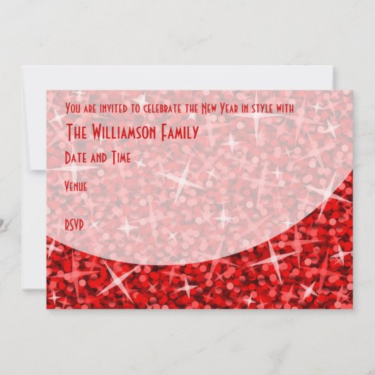 Glitz Red curve 'Oudejaarsfeest' uitnodiging (Achterkant)