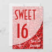 Glitz Red-curve "Sweet 16"-uitnodiging Kaart (Voorkant)