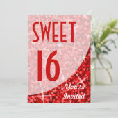 Glitz Red-curve "Sweet 16"-uitnodiging Kaart (Staand voorkant)