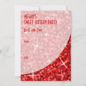 Glitz Red-curve "Sweet 16"-uitnodiging Kaart (Achterkant)