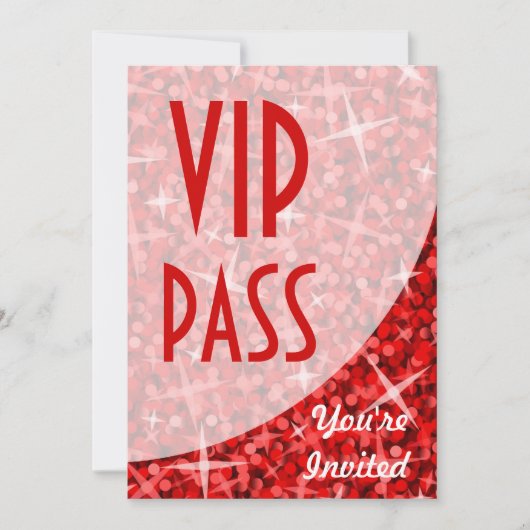 Glitz Red-curve "VIP-pas"-uitnodiging Kaart (Voorkant)
