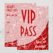 Glitz Red-curve "VIP-pas"-uitnodiging Kaart (Voorkant / Achterkant)