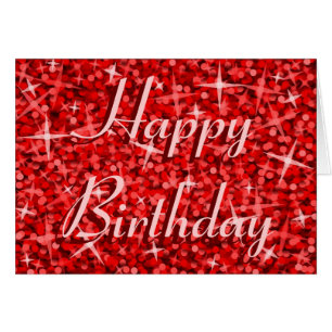 Glitz Red "Happy Birthday"-kaartje voor linttekst