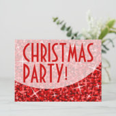 Glitz Red-kromme 'kerstfeest'-uitnodiging Kaart (Staand voorkant)
