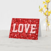 Glitz Red 'LOVE' wenskaart Kaart (Gele Bloem)