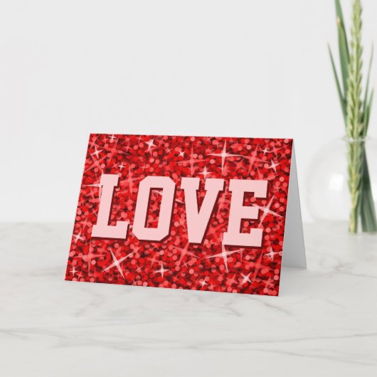 Glitz Red 'LOVE' wenskaart Kaart (Voorkant)