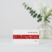Glitz Red stripe visitekaartje wit (Staand voorkant)