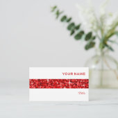 Glitz Red stripe visitekaartje wit (Staand voorkant)