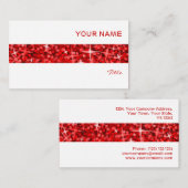 Glitz Red stripe visitekaartje wit (Voorkant / Achterkant)