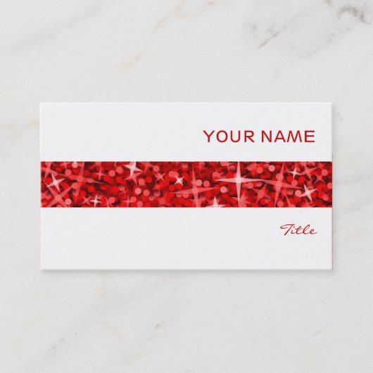 Glitz Red stripe visitekaartje wit (Voorkant)