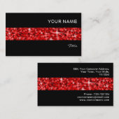 Glitz Red stripe visitekaartje zwart (Voorkant / Achterkant)
