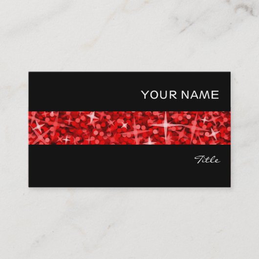 Glitz Red stripe visitekaartje zwart (Voorkant)