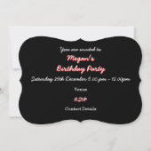 Glitz Red 'Sweet 16' zwarte ovale uitnodigingsbeug Kaart (Achterkant)