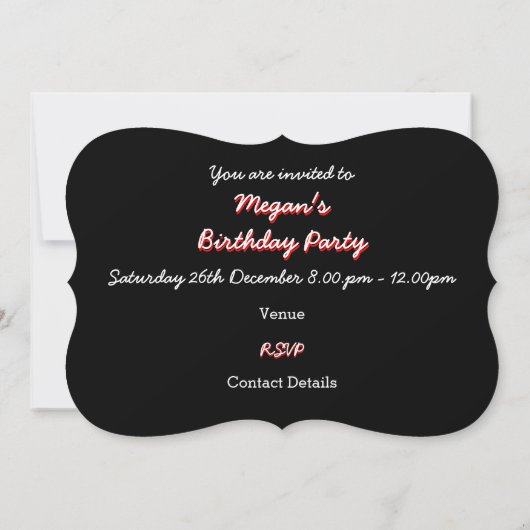 Glitz Red 'Sweet 16' zwarte ovale uitnodigingsbeug Kaart (Achterkant)