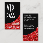Glitz Red 'VIP Pass' Black Curve-visitekaartje Kortingskaartje (Voorkant / Achterkant)