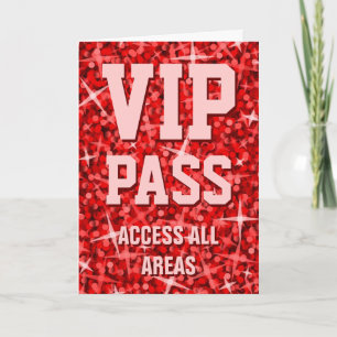 Glitz Red "VIP Pass"-Valentijnsdag Feestdagen Kaart
