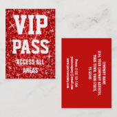 Glitz Red "VIP PASS"-visitekaartje Visitekaartje (Voorkant / Achterkant)