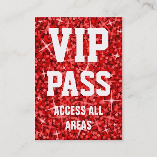 Glitz Red "VIP PASS"-visitekaartje Visitekaartje (Voorkant)