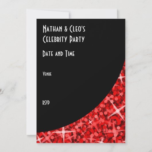 Glitz Red zwarte kromme "VIP-pas"-uitnodiging Kaart (Achterkant)