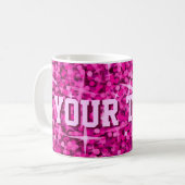 Glitz roze afdrukmok 'jouw tekst' koffiemok (Voorkant links)