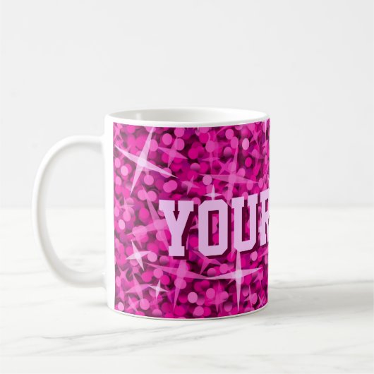 Glitz roze afdrukmok 'jouw tekst' koffiemok (Links)