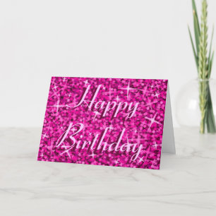 Glitz Roze 'Happy Birthday' lint tekstkaart Kaart