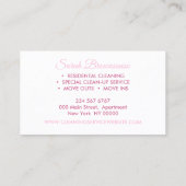Glitz Roze Luxe Schoonmaakster Janitorial Visitekaartje (Achterkant)