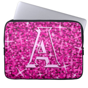 Glitz Roze 'monogram' laptophoes van 13 inch Laptop Sleeve