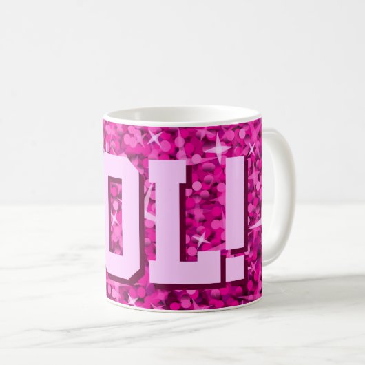Glitz Roze print mok "LOL!" (Voorkant rechts)